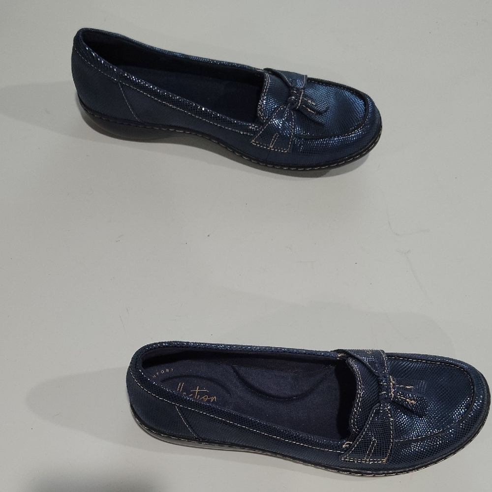 Clarks Dark Blue Women's Slip-On Casual Wear Loafers Size 9.5